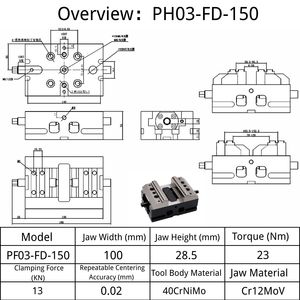 CNC bốn trục và năm trục đặc biệt cố định với móng vuốt mềm kẹp đôi tự định tâm chính xác Vise - Product Image 2