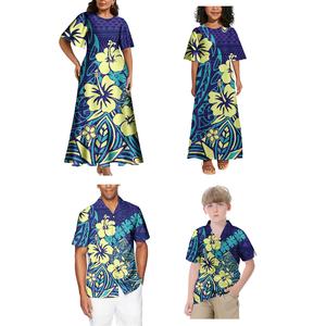 パシフィックアイランドアートデザイン父母子供服女の赤ちゃんのドレスカスタマイズされたマッチング家族の衣装サモアパルタシセット - Product Image 2