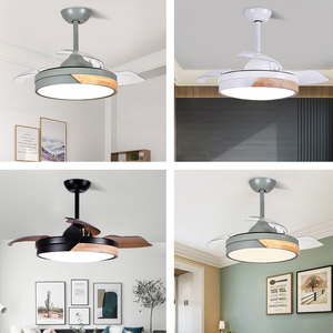 Ventilateur de plafond moderne rétractable de 36 pouces avec lumière LED, design unique, 6 vitesses réglables, télécommande, pour salon DS1361-36 - Product Image 2