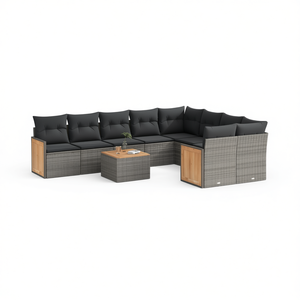 Modular Grey Poly Rattan Garden <b>Sofa</b> <b>Set</b> Outdoor Furniture Contemporary Design High Density Foam Cushions - Product Image 1