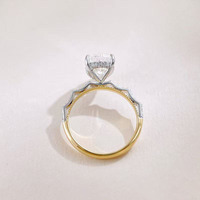 Bague de fiançailles pour femme en or 18 carats jaune et blanc, coupe poire goutte d'eau à 3 griffes, tige droite, style luxe léger, avec diamant de laboratoire