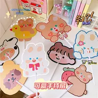 गर्म बिक्री गर्मियों उत्पादों बच्चों के लिए हाथ में छोटा सा पोर्टेबल प्रशंसक जापानी प्यारा भालू और खरगोश आउटडोर उपयोग प्लास्टिक हाथ प्रशंसक