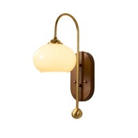 Applique murale vintage de style français en bois et verre, lampe murale LED pour chambre à coucher, commande par interrupteur mural, luxe haut de gamme