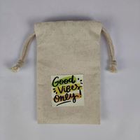 Bolsa para velas de lino y algodón con estampado de logotipo personalizado, bolsa con cordón de regalo respetuosa con el medio ambiente, bolsa pequeña de lona con cordón de tela de Calicó blanco