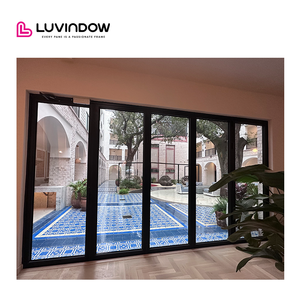 Luvindow Texas Project ประตูทางเข้าบ้านเคลือบสองชั้นกระจกอลูมิเนียมบานเลื่อน