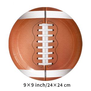 Vasos y Platos Desechables de Papel con Diseño de Rugby Marrón para Fiestas y Celebraciones - Product Image 2