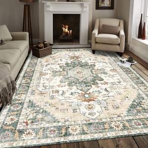 Tapis persan rectangulaire Wan Xinlong antidérapant pour salon, chambre, bureau, entrée, balcon, en velours cristal imprimé - Product Image 3