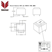 Transformateur toroïdal intelligent monophasé Unicreed EI30 1VA 230V 12V encapsulé, montage sur circuit imprimé, résine époxy, UC30S-2-12010