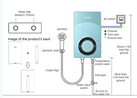 Chauffe-eau électrique instantané sans réservoir portable 12500W à LED pour usage domestique et hôtelier, plusieurs couleurs, pour camping-car, version allemande