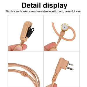 Casque radio bidirectionnel DP1400 à 2 broches, couleur chair, double fil, oreillette C-Hang pour talkie-walkie, certifié CE, avec sangle d'épaule - Product Image 3