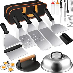 Juego de 29 Piezas de Utensilios para Barbacoa de Superficie Plana, Prensa para Hamburguesas, Accesorios para Plancha, Espátula, Juego de Herramientas para Parrilla, <span class=keywords><strong>Precio</strong></span> Razonable de Fabricante - Product Image 1