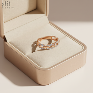 Bague Chaîne Maillons Empilable Classique Élégante et Fine en Or Massif 18K avec Diamant Naturel Véritable – Vente en Gros Populaire - Product Image 6