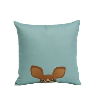 Cartoon dog cotton linen square throw bed rest pillow cushion cover