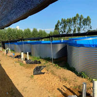 Équipement d'aquaculture Ras System, réservoirs à poissons en fer galvanisé et toile écologiques de 4 m de diamètre pour l'élevage de tilapias du Nil en extérieur