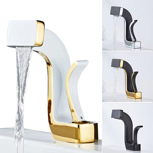 Grifo Mezclador de Baño Monomando de Latón de Estilo Contemporáneo Tieba, Montado en Cubierta, con <span class=keywords><strong>Cascada</strong></span>, <span class=keywords><strong>Agua</strong></span> Fría/Caliente, Núcleo de Válvula de Cerámica - Product Image 1