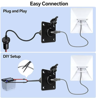 Adaptateur externe carré noir DC avec gaine en PVC, couvercle étanche en silicone, port d'alimentation femelle en aluminium 5,5x2,1 mm pour camping-cars et bateaux