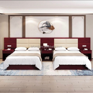 Juego de Muebles de Dormitorio Doble Económico para Hotel de 3 Estrellas, Estructura de Cama de Madera Sólida Resistente con Cabecera Tapizada, Mueble para TV y Mesitas de Noche - Product Image 5