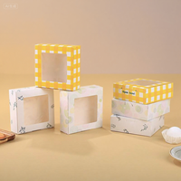 Boîte pliante en carton mat personnalisable en matériaux recyclés avec fenêtre transparente pour plats à emporter (sushi, cupcakes, gâteaux, bougies)