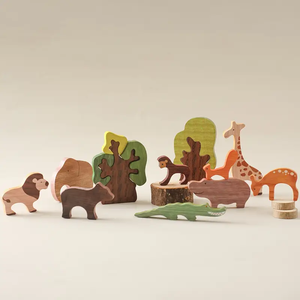 <span class=keywords><strong>Animaux</strong></span> <span class=keywords><strong>de</strong></span> la forêt en bois 3D Puzzle dessin animé Animal forme correspondant Puzzle jouet éducatif empilable pour enfants pour garçons filles - Product Image 1