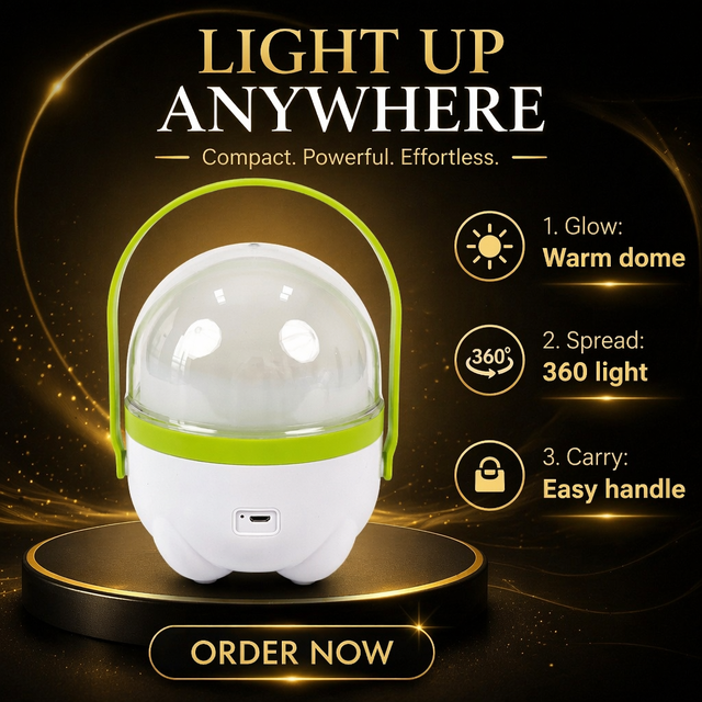 CTORCH Portable LED Emergency Light Dimmable White Light Rechargeable Stepless Dimming Lamp with Handle for Camping
