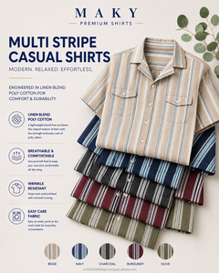 Multi-Stripe Casual Shirt Custom Logo OEM Factory Direct High Quality Men's Multi-Stripe Smart Casual Shirt Slim Fit Long Sleeve - Product Image 6