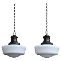 Lustre suspendu moderne en laiton et verre laiteux, style école britannique vintage, douille E26, pour îlot de cuisine et salle à manger