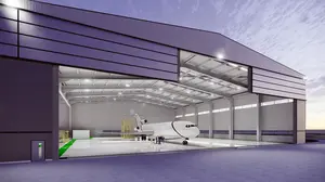 Armazém de hangar de aeronaves com estrutura de aço pré-fabricada, estrutura moderna de alta qualidade, estrutura espacial