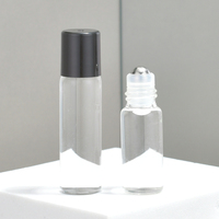 Flacon roll-on en verre transparent vide avec bille en acier 1ml 2ml 3.5ml 5ml, bouteilles roll-on avec capuchon noir