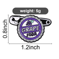 Épinglette en émail personnalisée en forme de bouteille de soda aux raisins, badge métallique rétro violet, mignon, en forme de bouchon de bouteille de soda, bijou cadeau pour amis