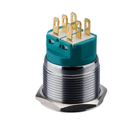 Bouton-poussoir décoratif en laiton chromé de 22 mm, 1NO1NC, momentané, 5A, IP67, à souder, pour interphone de porte de luxe