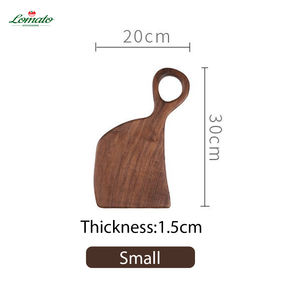 Pouf en bois d'acacia noyer noir avec poignées en métal planches de service en bois pour café nourriture petit déjeuner dîner blocs à découper - Product Image 2