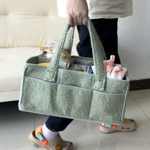 Gran oferta, organizador de pañales de bebé de tela de peluche para cambiador, bolsa Caddy para recién <span class=keywords><strong>nacido</strong></span>, cesta de almacenamiento para viaje en coche y guardería - Product Image 6