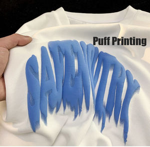 Neues T-<span class=keywords><strong>Shirt</strong></span> Schweres Gewicht 100% Baumwolle Übergroßes Herren Blanko-T-<span class=keywords><strong>Shirt</strong></span> 3D-Schaumdruck Schwarz Weiß Großhandel Individuelle T-Shirts - Product Image 2