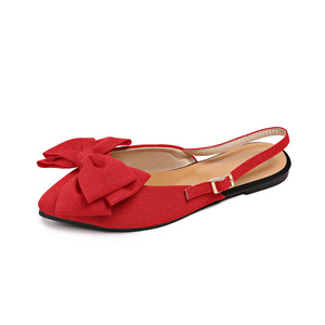 <span class=keywords><strong>Sandali</strong></span> Estivi da Donna con Fiocco, Suola Piatta in Gomma, Tomaia in Camoscio, Leggeri, Casual, <span class=keywords><strong>Taglie</strong></span> <span class=keywords><strong>Grandi</strong></span>, Punta Affusolata, Senza Cinturino Posteriore - Product Image 1