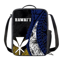 Bas prix personnalisé Hawaii Hibiscus fleur impression sac à lunch impression sur demande Double fermeture éclair sac à lunch Portable bandoulière sac à bandoulière