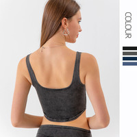 Vente Chaude : Débardeur court en jean rétro à paillettes, sexy et polyvalent, dos nu, pour l'été et les soirées, pour femme