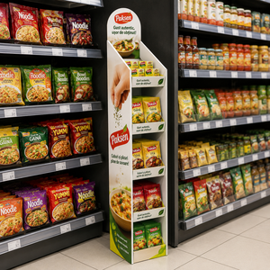 Spice Display Cardboard Floor <b>Stand</b>, Tool-Free Assembly For Cooking Condiment Sachets, Hypermarket In-Store Promotion - Product Image 3
