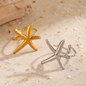 Anillo Abierto de Estrella de Mar, Diseño Exclusivo, Moda Europea y Americana, Tendencia para Viajes a la Playa, Anillo de Estrella de Mar de Acero Inoxidable al por Mayor - Product Image 3