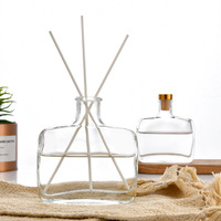Bouteille diffuseur de parfum en verre carré de luxe, flacon d'aromathérapie en verre transparent épais pour la maison, logo personnalisé, vente en gros