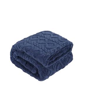 Exquisita manta de lana suave trenzada azul oscuro Jacquard 3D para decoración del hogar manta de tiro personalizada cálida suave y acogedora - Product Image 1