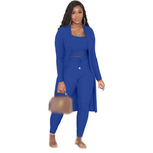 Женская длинная куртка с вышивкой, жилет и брюки - Product Image 3