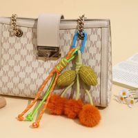 2025 Gantungan Kunci Tas Bunga Pom-Pom Anyaman Tangan Asli Baru yang Indah, Ornamen Aksesori Mode Karang