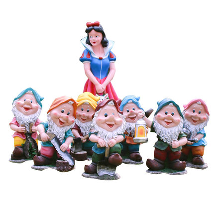 Outdoor Glass Fiber Reinforced Plastic Cartoon Character Sculpture Snow White and the Seven Dwarfs Garden Decoration Ornaments