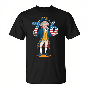 T-shirt patriotique George Washington 76 unisexe pour adulte, col rond, manches courtes, impression numérique - Product Image 2