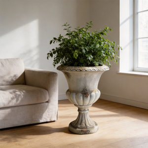 Pot <span class=keywords><strong>de</strong></span> fleurs vintage <span class=keywords><strong>en</strong></span> forme <span class=keywords><strong>de</strong></span> coupelle sur pied, <span class=keywords><strong>en</strong></span> magnésie, design élégant et rétro, pour la décoration <span class=keywords><strong>de</strong></span> la maison, du <span class=keywords><strong>jardin</strong></span> et du cheminée. - Product Image 2