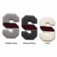 Grande écusson lettre brodée en chenille, 5 pouces, 3D gonflée, gris chiné et bordeaux, thermocollante pour sweat à capuche, veste universitaire, personnalisable