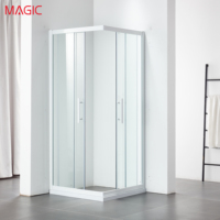 Cloison de douche en verre trempé coulissante, verre revêtu, type L rond, pour salle de bain, hôtel, ingénierie, export, vente en gros