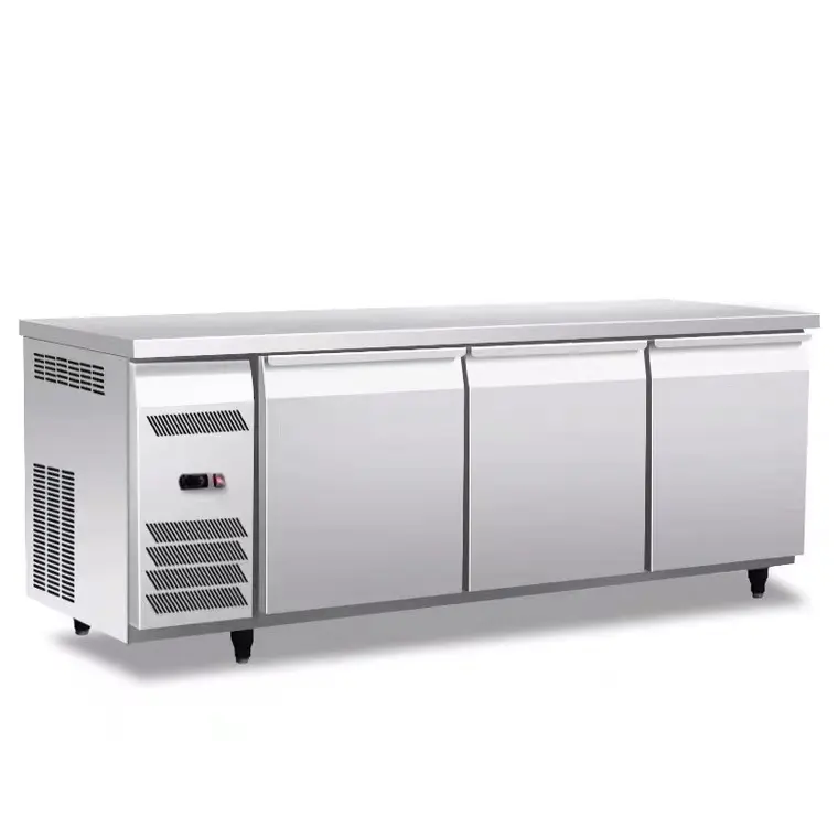 Refrigerador de acero inoxidable de 2 puertas, barra de congelador profundo comercial, congelador horizontal