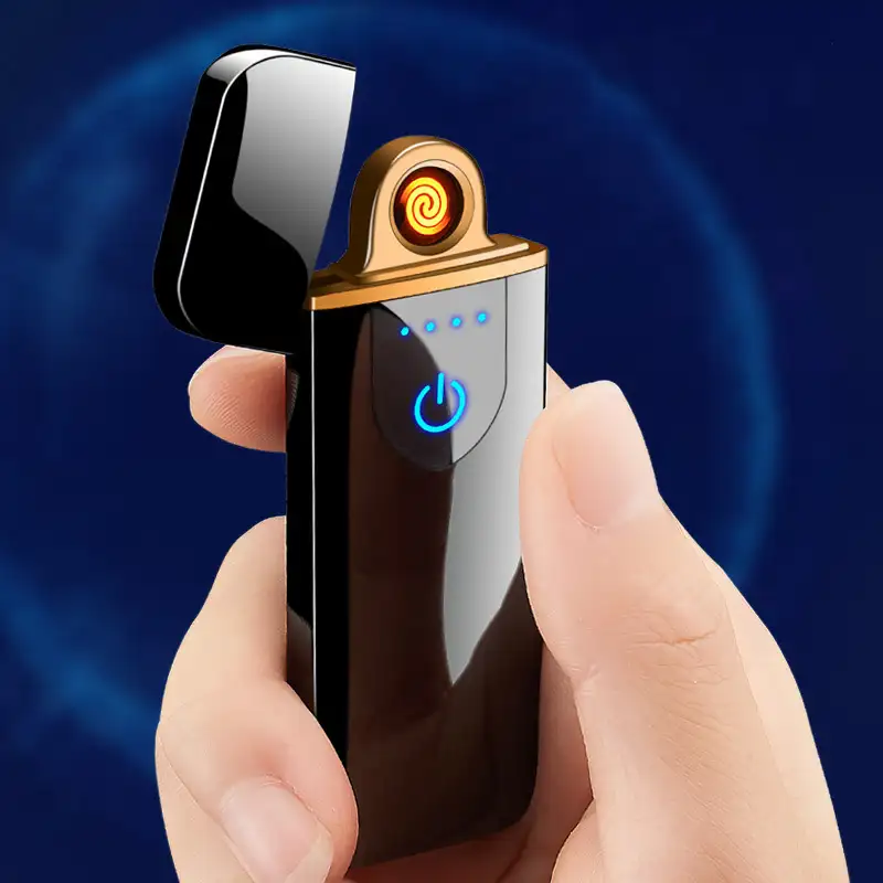 Özel logo metal rüzgar geçirmez dokunmatik sensör alevsiz elektronik çakmak USB şarj edilebilir çakmak