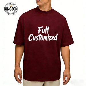 कस्टम डिजाइन पुरुषों के लिए टी-शर्ट लक्जरी गुणवत्ता अधिक खाली शर्ट थोक हेवीवेट कपास नकली गर्दन टी शर्ट पुरुषों के लिए - Product Image 1